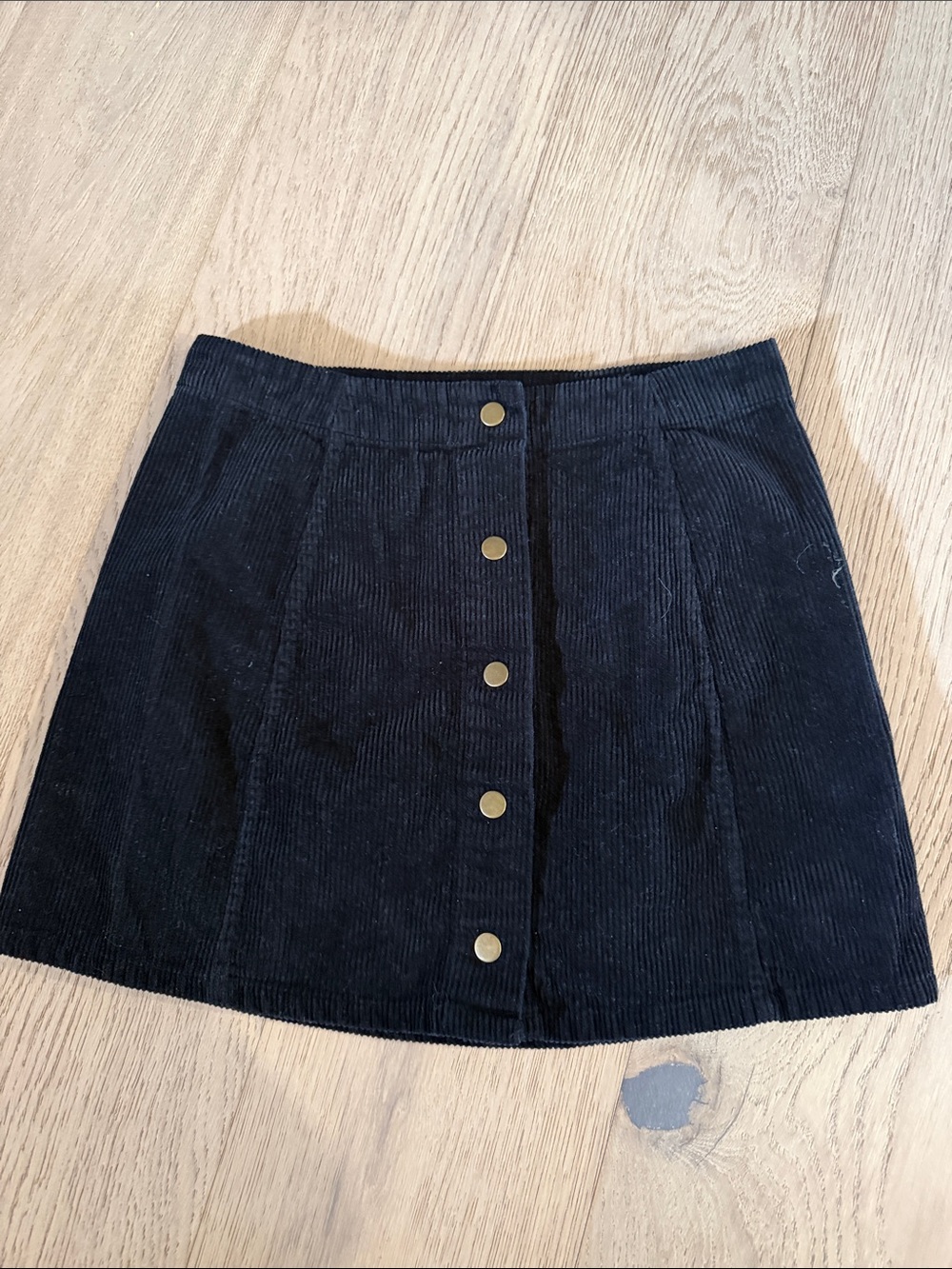 Rue21 Black Corduroy Button-Front Mini Skirt
